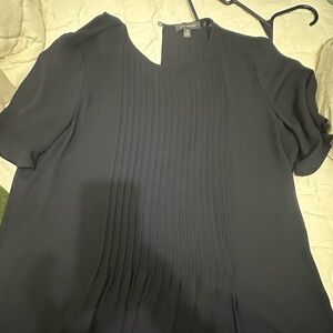 The Limited Navy Pleated Blouse